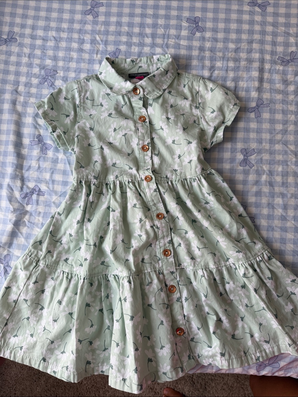 Vince Camuto Mint Green Floral Button-Front Dress